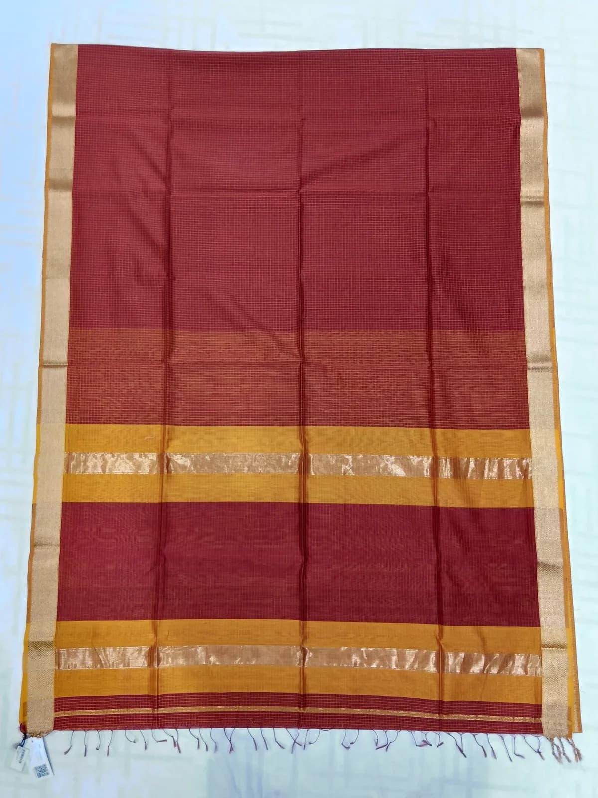 Maheshwari Silk-cotton Saree — Maroon