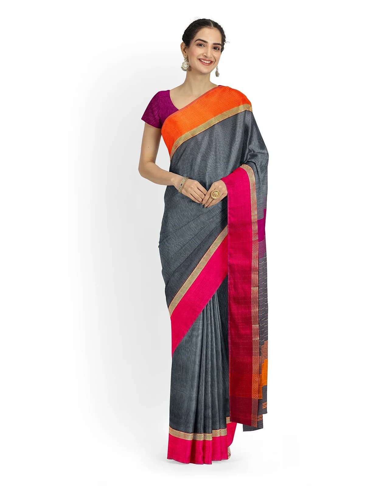Maheshwari Saree — Grey