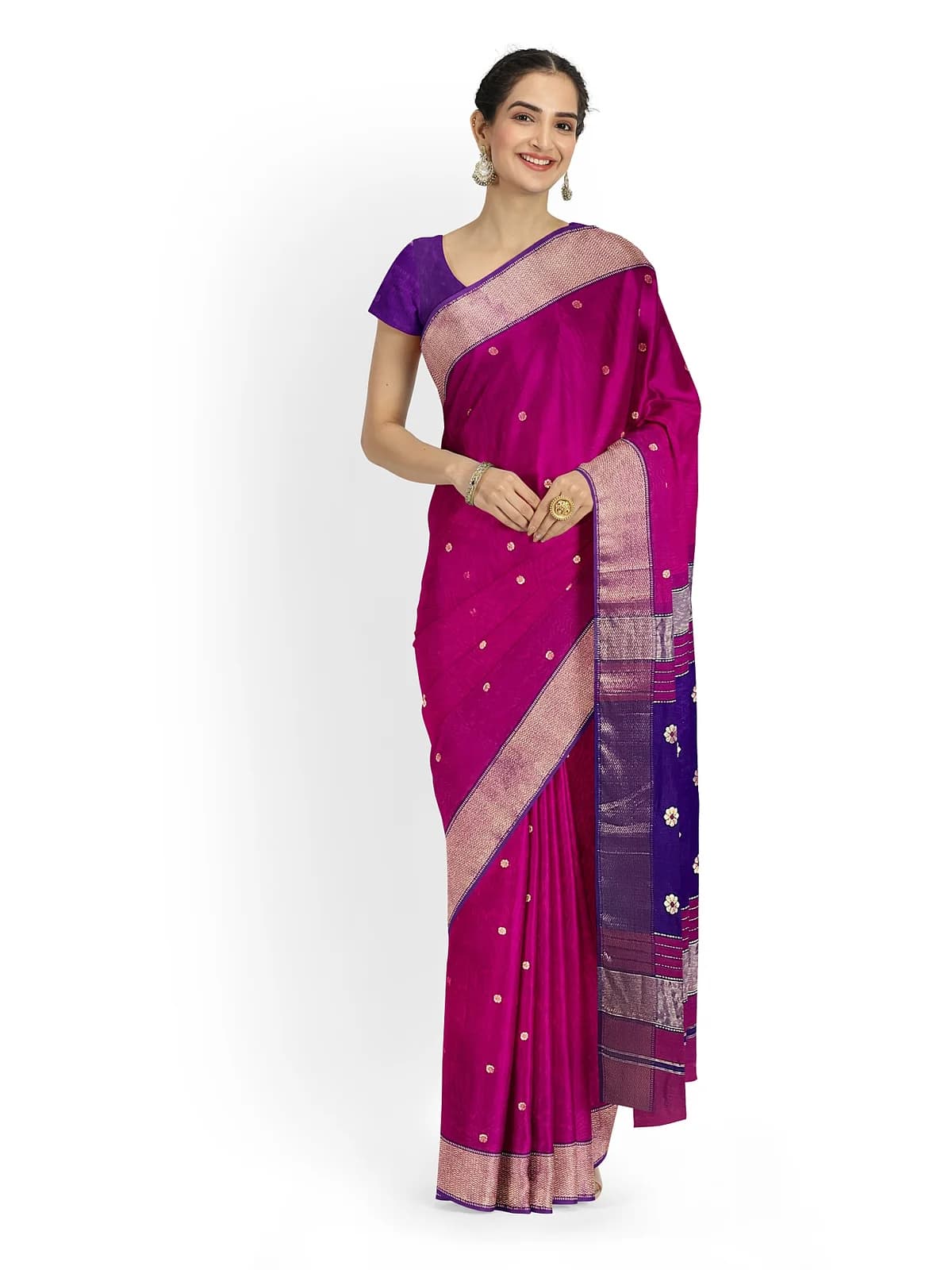 Maheshwari Saree — Rani pink