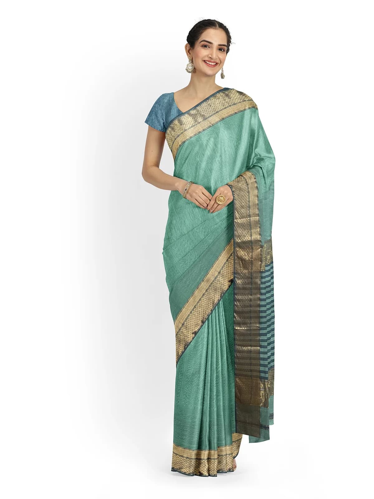 Maheshwari Saree — Sea green