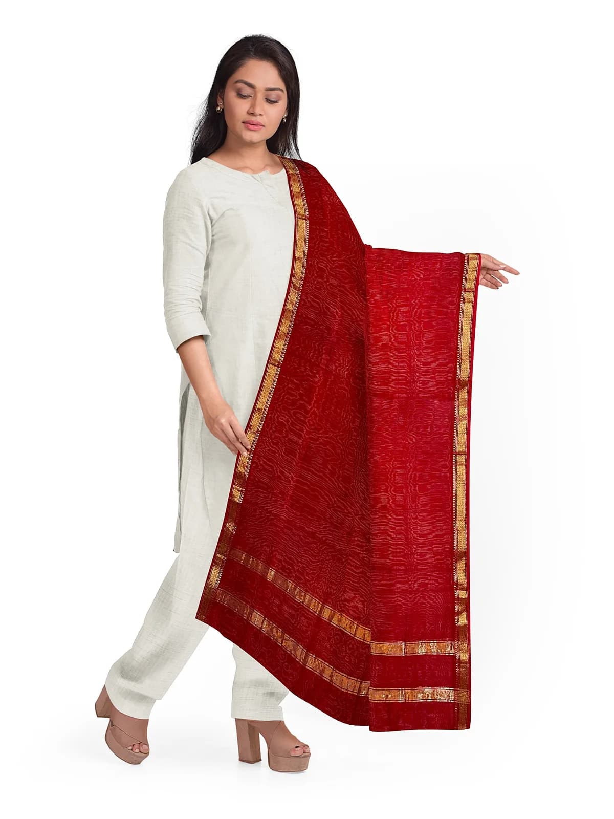 Maheshwari Dupatta — Red
