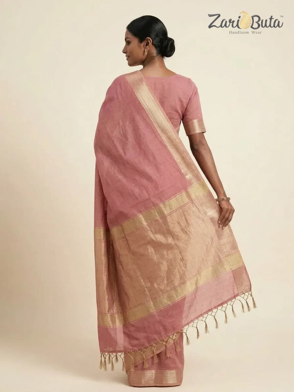 Cotton Saree — Brown and grey — worn