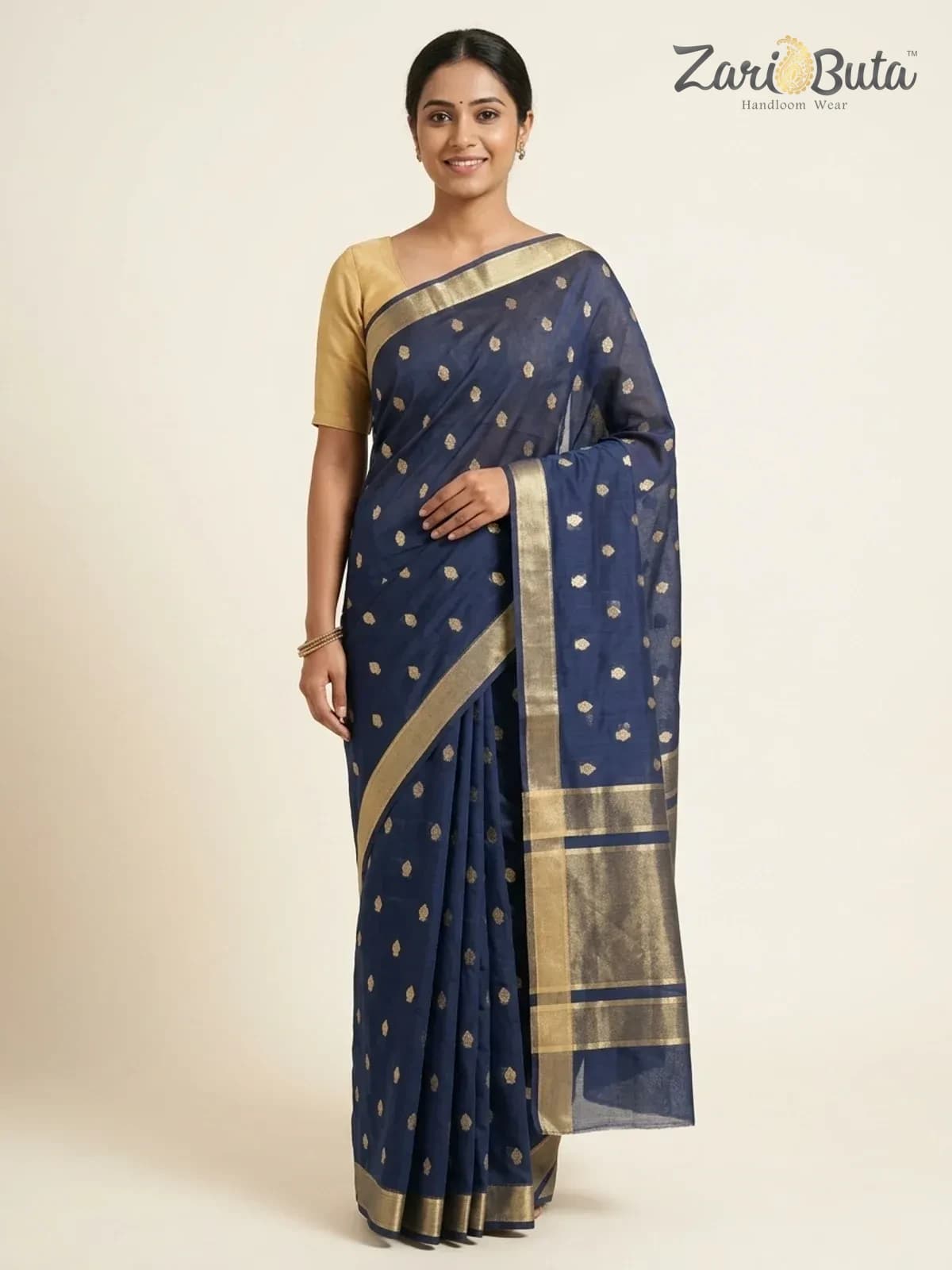 Saree — Navy — worn